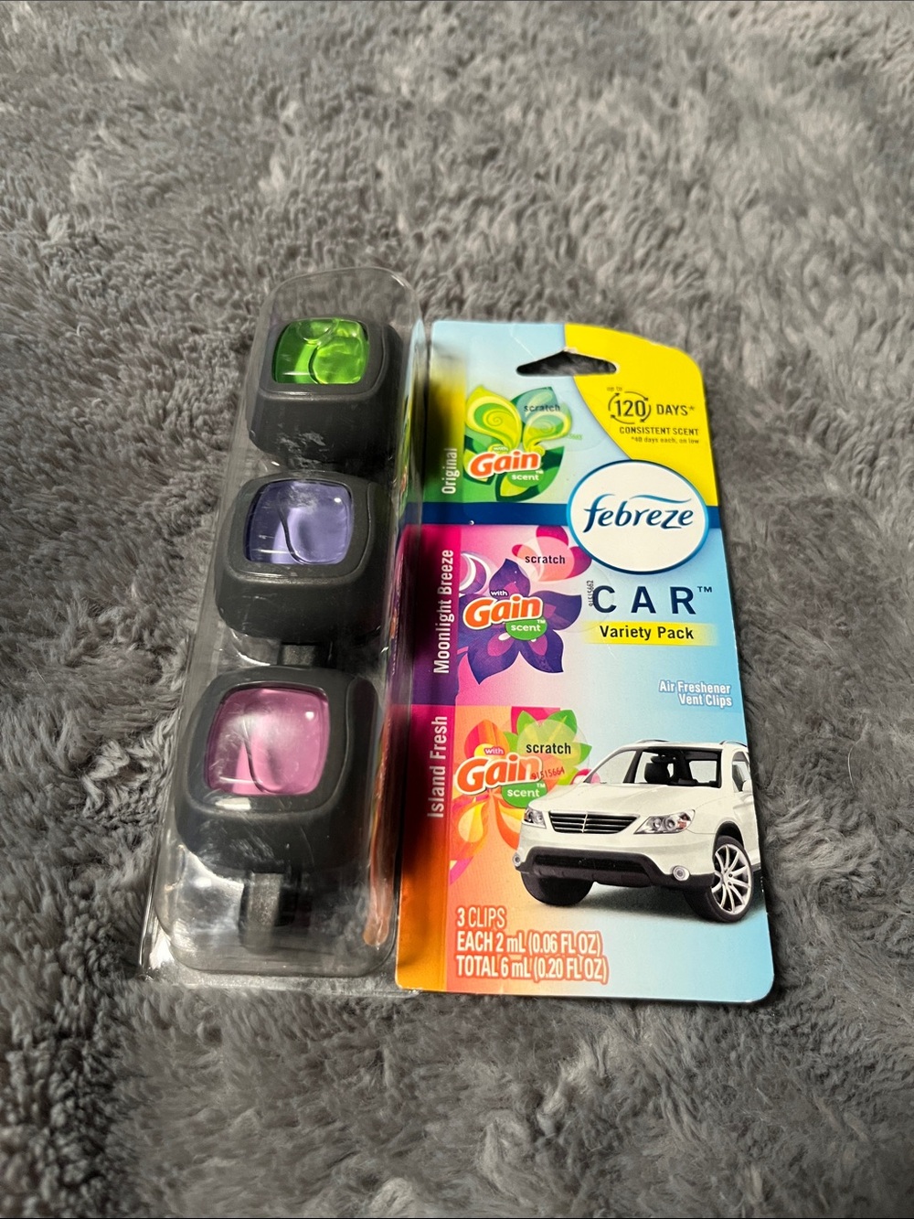 NWT Febreze Car Air Freshener Vent Clips (Black) - 3 Pack Variety